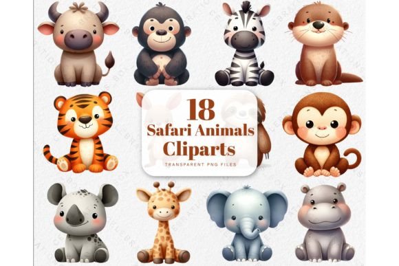 Download Watercolor Cute Safari Animals Clipart - Safari Collection