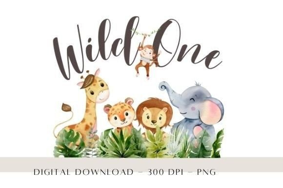 Download Wild One Safari Watercolor Baby Animals - Safari Collection