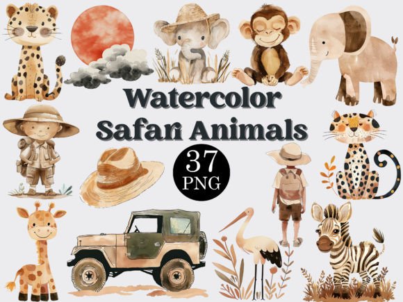 Download Watercolor Safari Animals Clipart Bundle - Safari Collection