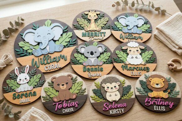 Download Safari Animal Baby Name Sign Laser Cut - Safari Collection