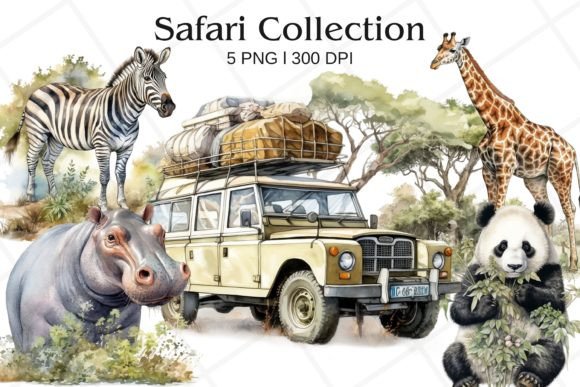 Download Animal Safari Watercolor Clipart - Safari Collection