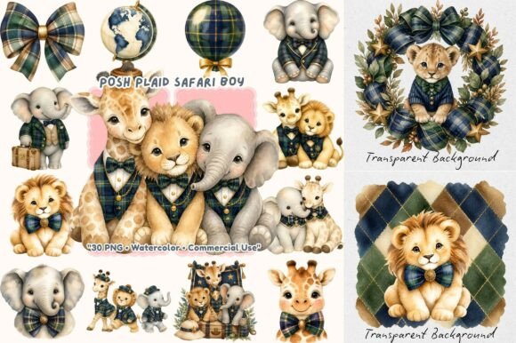 Download Coquette Posh Plaid Safari Boy Clipart - Safari Collection