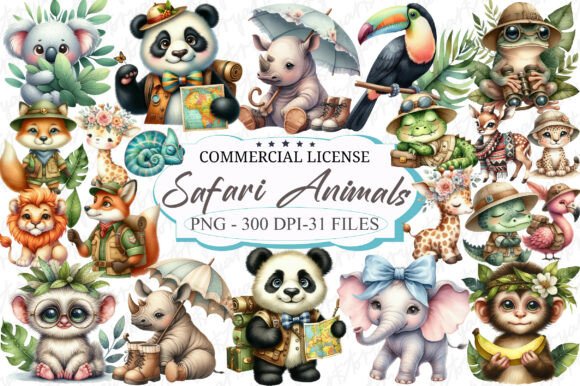 Download Safari Watercolor Jungle Animals Clipart - Safari Collection
