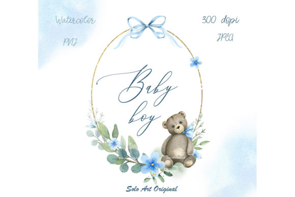 Download Baby Boy Shower Gold Frame Little Bear - Baby boy shower Collection