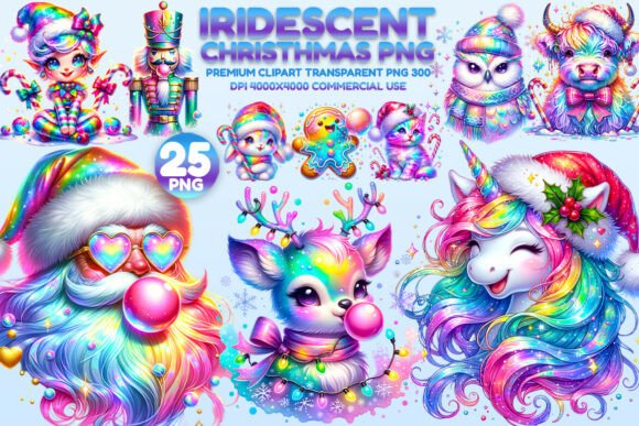 Download Iridescent Christmas Clipart PNG Bundle - Premium Bundle