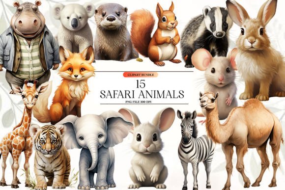 Download Watercolor Safari Animals Clipart - Safari Collection