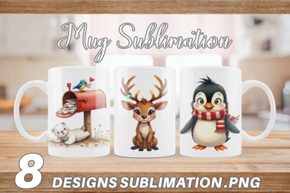 Download Vintage Arctic Christmas Mug Wrap - Premium Resources
