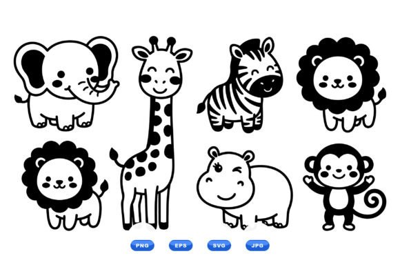 Download Cute Safari Animal Clipart SVG - Safari Collection