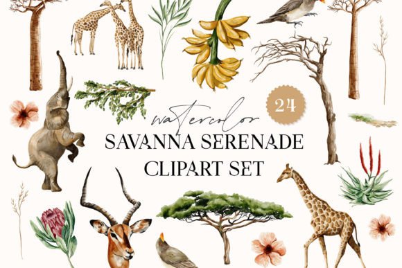 Download Safari Watercolor Element Savanna Animal - Safari Collection