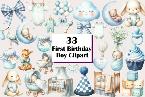 Download Baby Boy Shower, First Birthday Clipart - Baby boy shower Collection