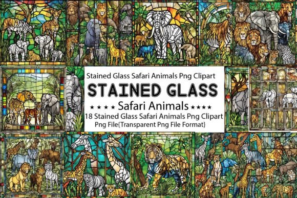 Download Stained Glass Safari Animals PNG Bundle - Safari Collection