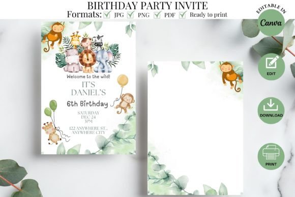 Download Wild Safari Birthday Party Invitation - Safari Collection