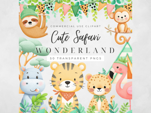 Download Safari Animals Clipart Watercolor PNG - Safari Collection