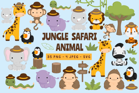 Download Doodle Safari Jungle Animals Clipart - Safari Collection