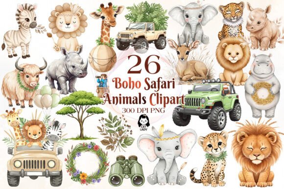 Download Cute Safari Animal Sublimation Clipart - Safari Collection