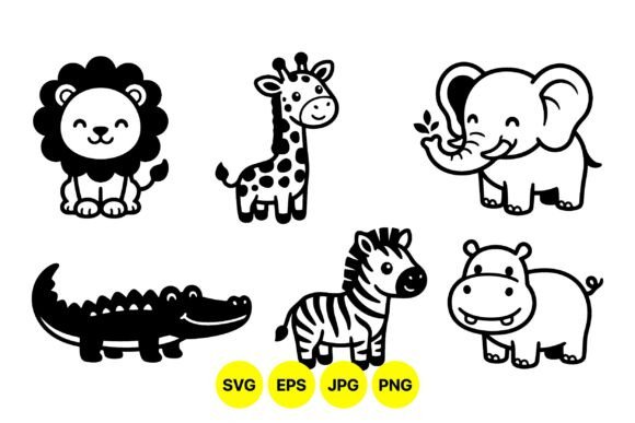 Download Cute Safari Animal Clipart SVG - Safari Collection
