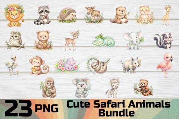 Download Cute Safari Animals Clipart PNG Bundle - Safari Collection