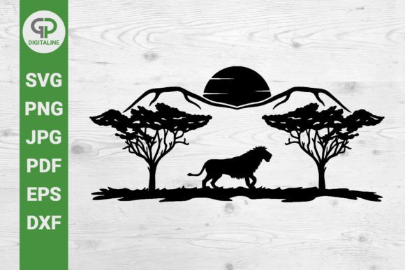Download Lion on Safari, Sunset in Africa SVG - Safari Collection