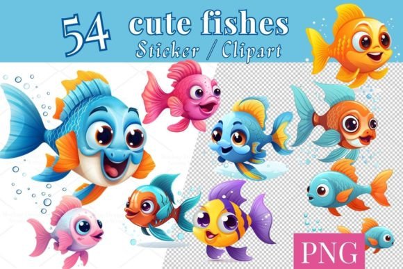 Download 54 Cute Fish Clip Art Set, PNG 760 - Cute fish clip art Collection