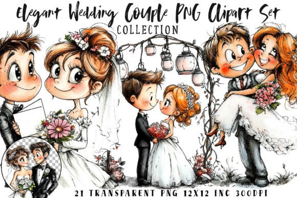 Download Elegant Wedding Couple PNG Clipart Set - Couple Collection