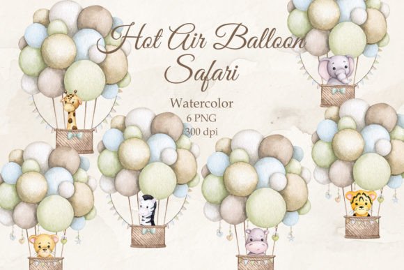 Download Hot Air Balloon Safari Watercolor PNG - Safari Collection