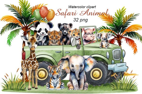 Download Baby Safari Animals Watercolor Clipart - Safari Collection