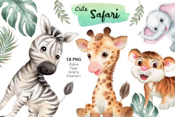 Download Watercolor Safari Animals Clipart - Safari Collection