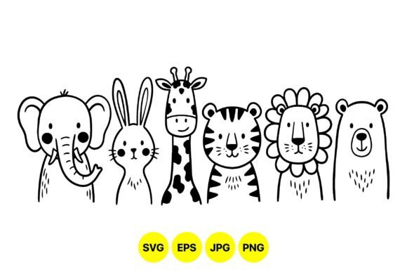 Download Cute Safari Animal Clipart Line - Safari Collection
