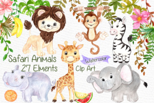 Download Watercolor Safari Animals Clipart Kids Jungle Animals Clipart - Safari Collection